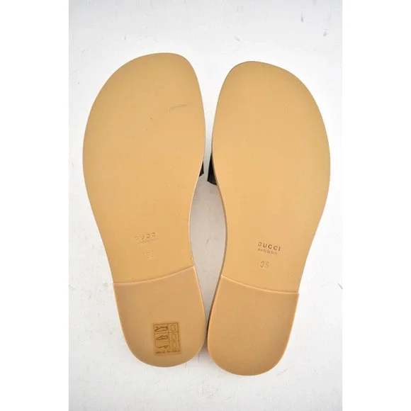 Gucci Varadero Black Horsebit Gold Fringed Slide Mule Slipper Flat Sandal 35 - Picture 12 of 12